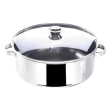 Panela Aço Inox 8,5l Alça Tampa Vidro Grande Baixa Caçarola