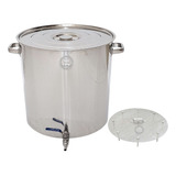 Panela Caldeirão Aço Inox 70 Litros Com Válvula E Fundo Falso Para Cerveja Artesanal 20145vff