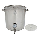 Panela Caldeirão Aço Inox 70 Litros Com Válvula Termômetro E Fundo Falso Para Cerveja Artesanal 20145vtff