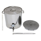 Panela Caldeirão Aço Inox 95 Litros Com Válvula Termômetro Fundo Falso Chuveiro E Régua 20150vtffchr Para Cerveja Artesa