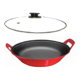Panela De Risoto 5 L Ferro Fundido Grande Com Tampa De Vidro
