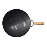 Panela Tacho Ferro Wok Frigideira Chines 36 Cm Cabo Madeira