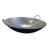 Panela Tacho Wok Ferro Frigideira Chinesa 45cm Duas Alças