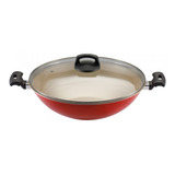 Panela Wok 32 Antiaderente Vermelha Premium