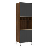 Paneleiro 70 Cm Nicho Para Microondas Dourado C/ Preto Txt