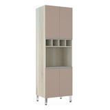 Paneleiro 70cm Nicho Microondas E 1 Nicho Lis Legno Crema C
