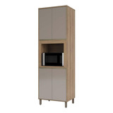 Paneleiro 70cm Nicho Para Microondas 4 Portas 2 Prateleiras