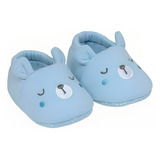 Pantufa Infantil Urso Azul Bebês Antiderrapante