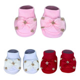 Pantufa Sapatinho Bebê Menina Recém Nascido Malha 3 Pares