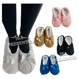 Pantufa Sapato Adulto Feminina Laço C/ Pelinho Super Quente