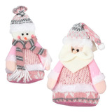 Papai Noel / Boneco De Neve Trico Rosa 18x13cm