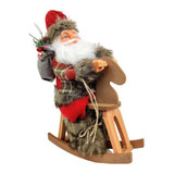 Papai Noel Cavalinho Balanço Enfeite Natal 34x13x24cm
