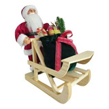 Papai Noel Com Trenó De Madeira E Presentes 33cm Cor Colorido Nenhum
