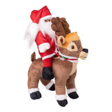 Papai Noel + Rena De Pelúcia Não Musical - Enfeite Natal