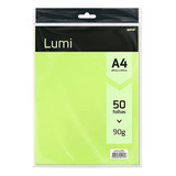 Papel A4 Lumi Colorido 90g Com 50 Folhas Tamanho 210x297mm Cor Verde
