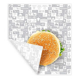 Papel Acoplado - Hamburguer Burguer Lanche 300unid Pelicula Cor Cinza