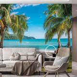 Papel Adesivo Parede Paisagem Cachoeira Praia Mar M²