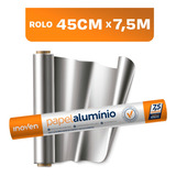 Papel Aluminio Rolo 45cm X 7,5m Antiaderente Assados Forno