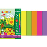 Papel Colorido Lumi Paper 5 Cores Fluorescentes 50 Folhas A4