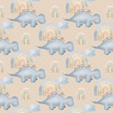 Papel De Parede Adesivo Dinossauro Fundo Bolinha Palha 9m