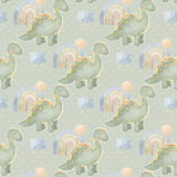 Papel De Parede Adesivo Dinossauro Fundo Bolinha Verde 9m