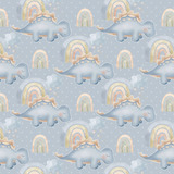 Papel De Parede Adesivo Dinossauro Fundo De Bolinha Azul 12m