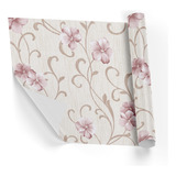 Papel De Parede Adesivo Flor Rosa Floral Arabesco Sala 12m