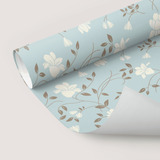 Papel De Parede Adesivo Fundo Azul Flores Brancas 12m