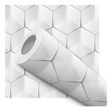 Papel De Parede Adesivo Geometrico 3d Pastilhas Cinza 1m