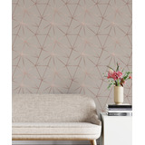 Papel De Parede Adesivo Geométrico Fendi E Rosê Gold - 2,50m