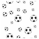 Papel De Parede Adesivo Infantil Autocolante Bolas De Futebol Fundo Branco Vinil Lavável 10mt
