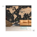 Papel De Parede Adesivo Painel Mapa Mundi Preto 8m²