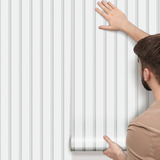 Papel De Parede Adesivo Ripas De Madeira Branco Lavável 3m