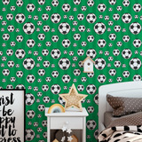 Papel De Parede Adesivo Teen Fundo Bolas Futebol Menino 3,5m