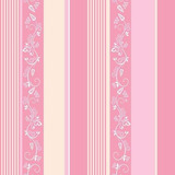 Papel De Parede Listrado Rosa Detalhe Flor Lavavel 10,00m