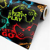 Papel De Parede Para Quarto Gamer Controles Start Play 10,0m