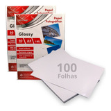 Papel Fotográfico A4 Glossy 180g Jato De Tinta - 100 Folhas