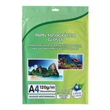 Papel Fotográfico Premium A4 Glossy 120g 20 Folhas Cor Branco