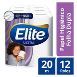 Papel Higiênico Folha Dupla Elite Ultra 20m 12 Rolos