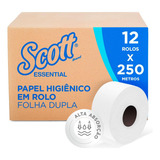 Papel Higiênico Rolo F/dupla Essential Scott 250m 12 Un