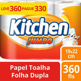 Papel Toalha Jumbo Leve 360 Pague 330 Folhas Kitchen