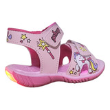 Papete Feminina Infantil Sandália Escolar Led Rosa Unicórnio