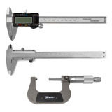 Paquímetro Digital + Analógico + Micrometro Kit Medição