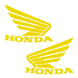 Par Adesivo Emblema Asa Tanque Moto Honda Asinha Amarelo