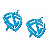 Par Adesivos Fé Carro Moto Capacete Resinados Azul Res22
