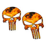 Par Adesivos Punisher Carro Moto Fogo Resinados Res30