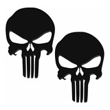 Par Adesivos Punisher Carro Moto Preto Resinados Res24