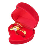 Par Aliança Casamento Tungstênio Banhado Ouro + Anel Noivado