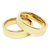 Par Aliança Ouro 18k Tungstênio Banhada Casamento Reta 6mm