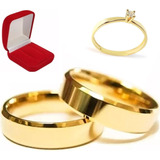 Par Alianças 6mm Noivado/casamento Lisa Moedas Antigas +anel